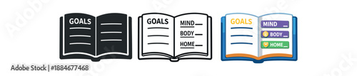 weekly reset open journal three lines goals mind body home