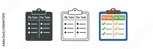 mental load balance clipboard split into two columns my tasks our tasks calm layout