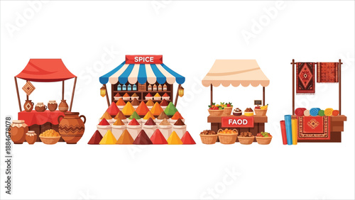 Traditional Street Market with Spices and Souvenirs