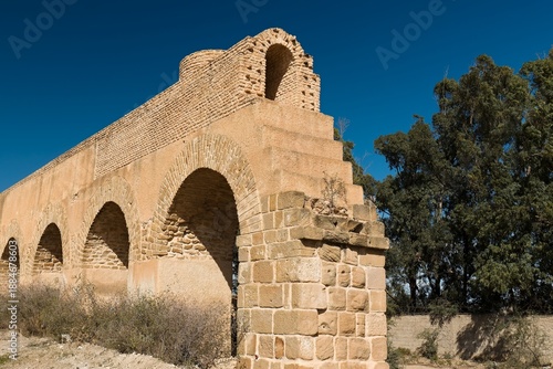 
Ruins of the ancient Roman aqueduct (Hadrian's aqueduct) 132 kilometers long, which led from Zaghouan to Carthage, was built in the 2nd century. Tunisia. Africa.
