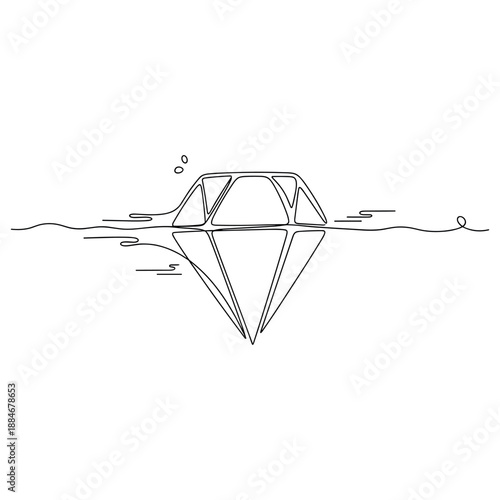 Line art illustration of iceberg with hidden underwater section. No editable strokes