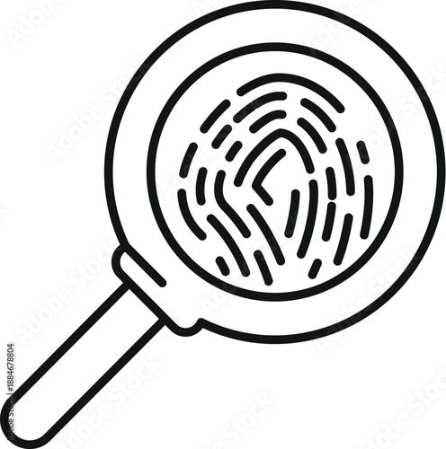 Magnifying glass analyzing a fingerprint, representing crime investigation and forensic evidence
