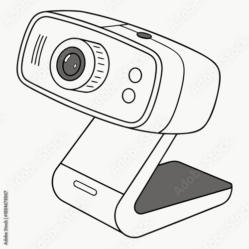 Computer Webcam Device Front View Vector on White Background