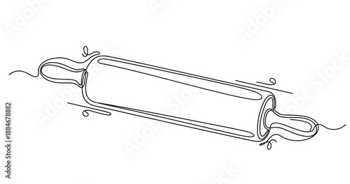 Minimalist rolling pin sketch with decorative swirls. No editable strokes