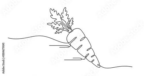 Continuous line drawing of a carrot on a hill. No editable strokes