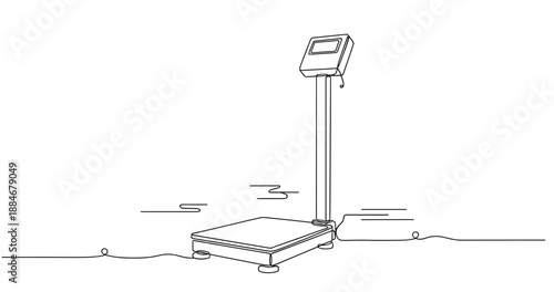 Digital floor scale line drawing with simple design and technology elements. No editable strokes