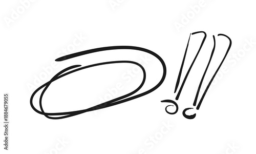 Doodle Accent Sign, Hand Drawn Marker, Line Frame, Emphasis Important, Information, Exclamation Mark, Black, Vector