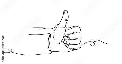 Continuous line drawing of hand giving thumbs up gesture. No editable strokes