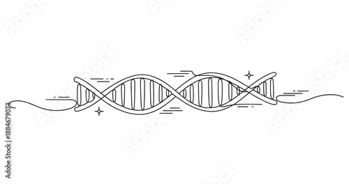 Simple black and white dna strand: elegant minimalist design. No editable strokes