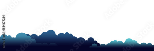 Stylized dark blue and teal cloudscape border with a smooth gradient effect