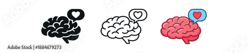 mental load balance brain icon with small chat bubble heart showing shared communication