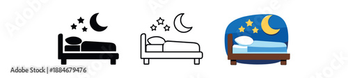 sleep hygiene bed with moon and stars symbol peaceful night rest