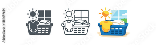 mindful parenting laundry basket baby clothes sunlit window clean moment