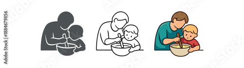 mindful parenting toddler helping cook wooden spoon mixing bowl learning