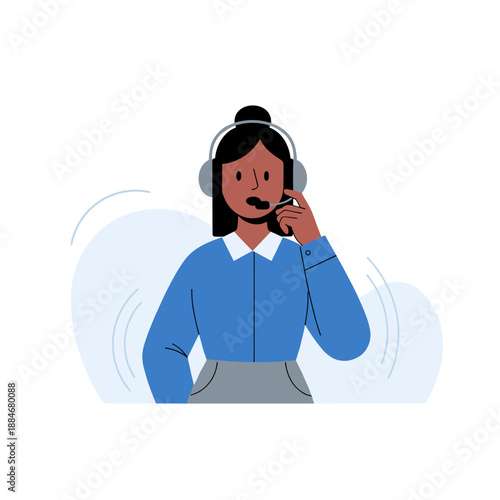 Female customer service agent in headset assisting clients with professional support