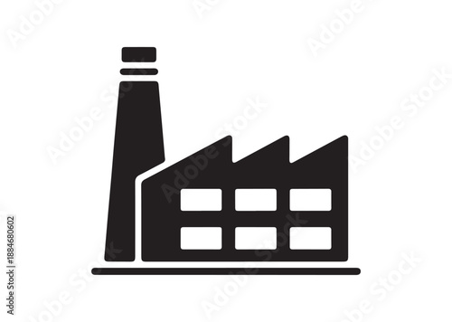 Factory Building Icon, Editable Solid Vector Illustration