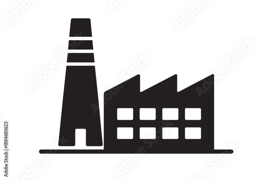 Factory Building Icon, Editable Solid Vector Illustration