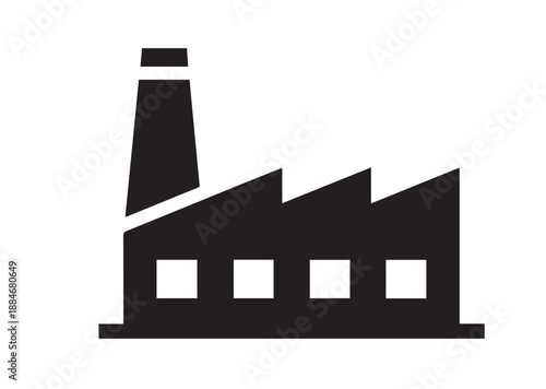 Factory Building Icon, Editable Solid Vector Illustration