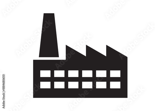 Factory Building Icon, Editable Solid Vector Illustration