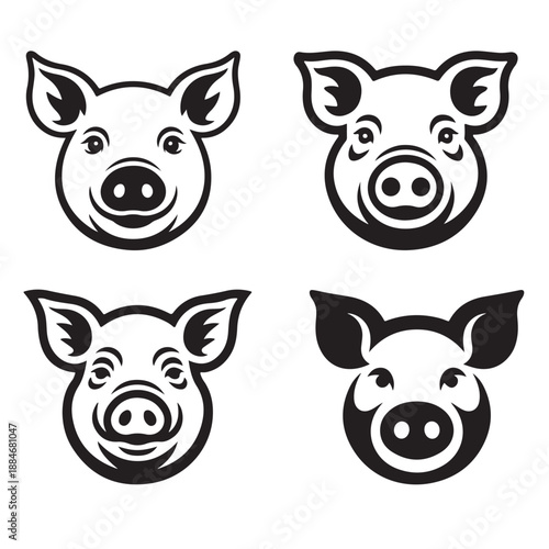 Pig head silhouette vector illustration domestic livestock minimal artwork