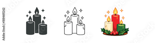 festive holidays candle trio sparkle light peaceful holiday vibe