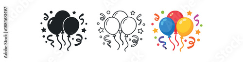 festive holidays balloons confetti streamers colorful joy