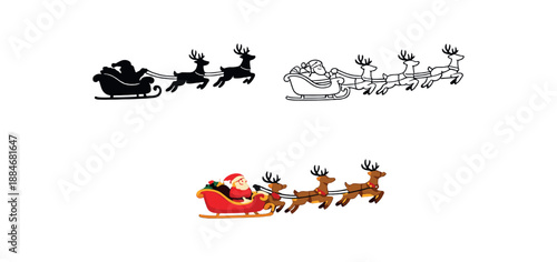 festive holidays santa sleigh reindeer silhouette christmas eve