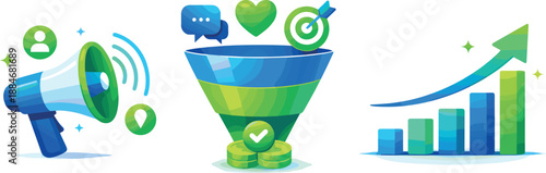 Customer Growth Landscape. Customer growth landscape illustrated through expanding reach and conversion-focused engagement