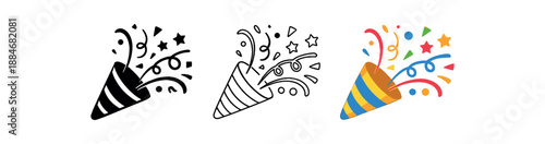 festive holidays confetti popper paper streamers celebration accent icon