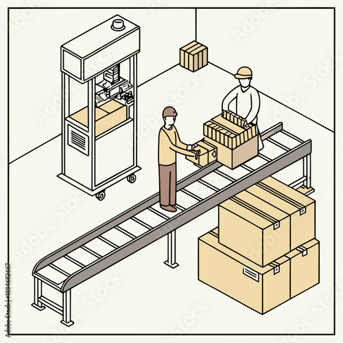 Industrial Packaging Line Carton Sealer Machine Automation Concept