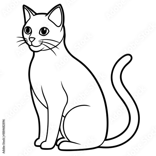 Minimal Sitting Cat Silhouette Vector for Pet or Animal Design