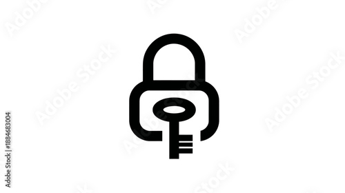 A simplified, symbolic representation of a lock with a key, depicted in bold black lines