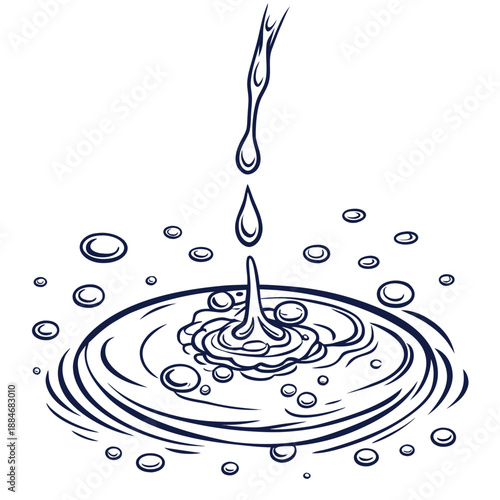 Stylized Water Drop Vector Art Graphic on White Background