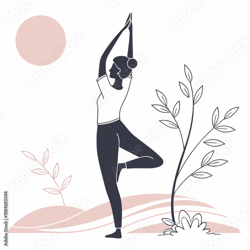 Yoga Pose Wellness Concept Vector Illustration Minimal Design