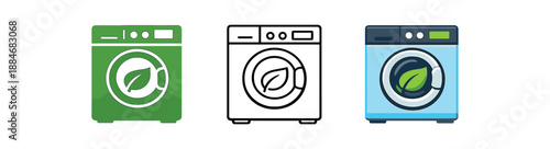 sustainable laundry small eco washing machine front leaf symbol label
