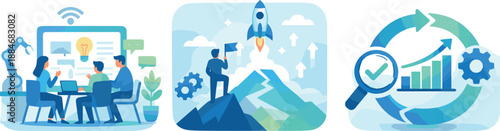 Employee-Centric Innovation. Employee-centric innovation scene illustrated via smart environments supporting collaboration,