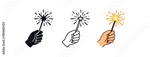 festive holidays sparkler lights hand new year night celebration