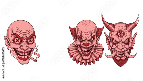  Vector Hand Drawn Illustration of Scary Characters.eps