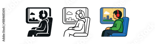 social energy balance bus stop person with headphones window view alone commute