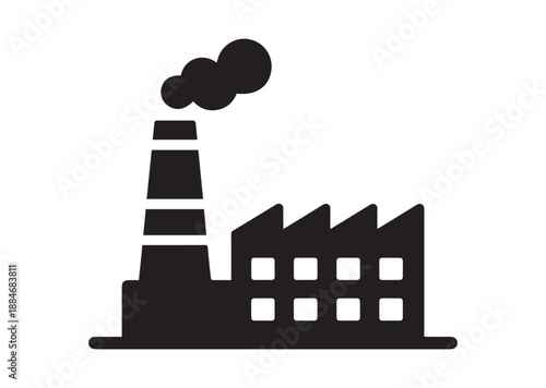 Industrial Plant Icon, Editable Solid Vector Illustration
