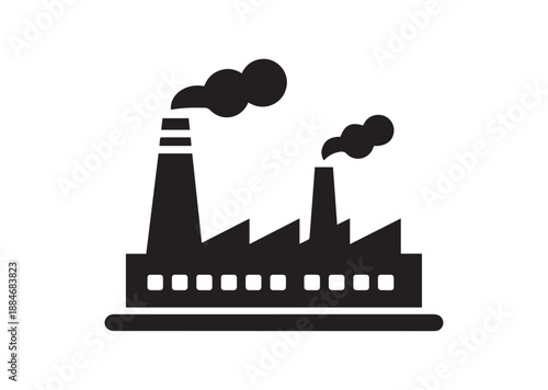 Industrial Plant Icon, Editable Solid Vector Illustration
