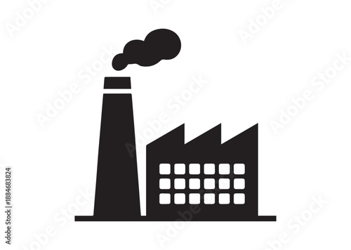 Industrial Plant Icon, Editable Solid Vector Illustration