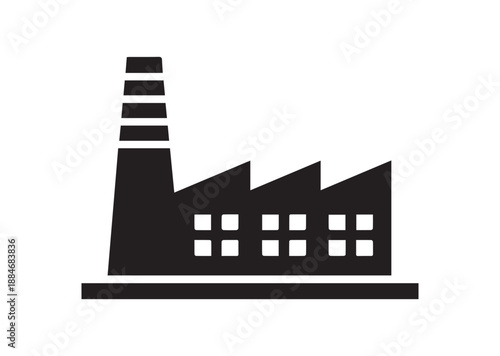 Industrial Plant Icon, Editable Solid Vector Illustration