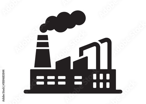 Industrial Plant Icon, Editable Solid Vector Illustration