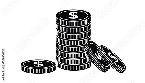 Stack of coins with dollar signs representing financial value savings and economic accumulation