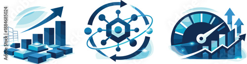 Future Efficiency Icons. Future-ready efficiency ecosystem expressed through scalable operations, adaptive strategies, and