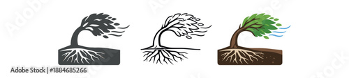 emotional resilience tree bending wind strong roots symbol adaptation