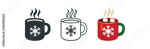 winter holidays mug with snowflake print steaming winter drink