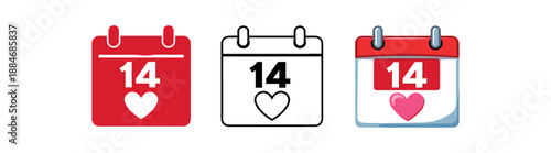 romantic holidays calendar with 14 heart valentines date