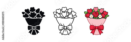 romantic holidays bouquet of flowers tied ribbon romantic